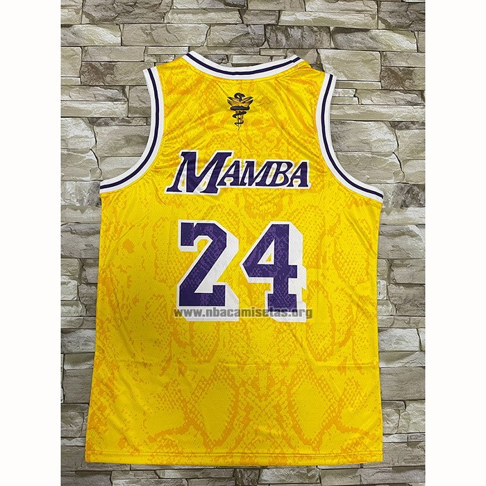 Camiseta Los Angeles Lakers Kobe Bryant NO 24 Mamba Amarillo